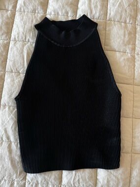 Babaton Black Ribbed Turtleneck Tank